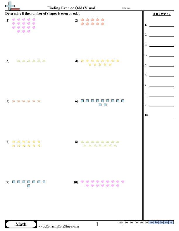 Finding Even or Odd (visual) worksheet